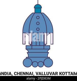 India, Chennai, Valluvar Kottam viaggio punto di riferimento vettore illustrazione Illustrazione Vettoriale