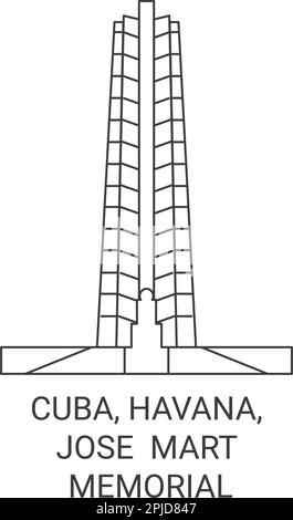 Cuba, l'Avana, Jose Mart Memorial viaggio punto di riferimento vettore illustrazione Illustrazione Vettoriale