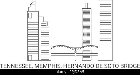 Stati Uniti, Tennessee, Memphis, Hernando De Soto Bridge, viaggio punto di riferimento vettore illustrazione Illustrazione Vettoriale