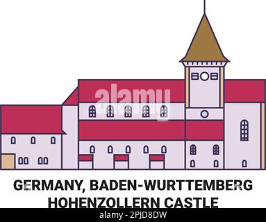 Germania, Badenw, Rttemberghenzollern Castello viaggio punto di riferimento vettore illustrazione Illustrazione Vettoriale