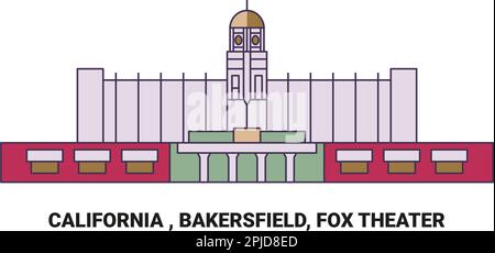 Stati Uniti, California , Bakersfield, Fox Theater, viaggio punto di riferimento vettore illustrazione Illustrazione Vettoriale