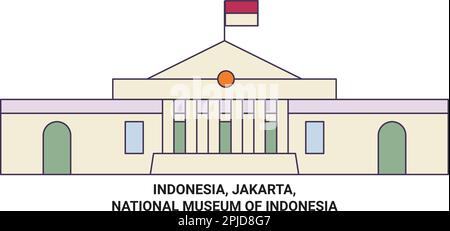 Indonesia, Giacarta, Museo Nazionale dell'Indonesia viaggio punto di riferimento illustrazione vettore Illustrazione Vettoriale