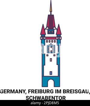 Germania, Friburgo in Breisgau, Schwabentor viaggio punto di riferimento vettoriale illustrazione Illustrazione Vettoriale