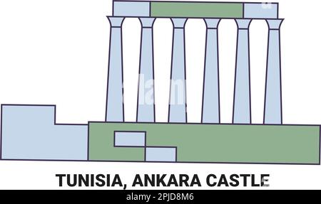 Tunisia, Castello di Ankara, viaggio punto di riferimento vettore illustrazione Illustrazione Vettoriale