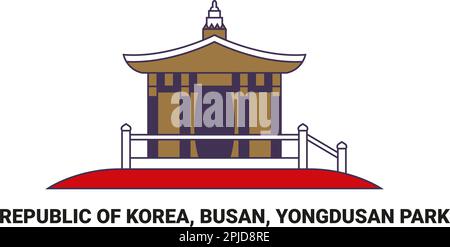 Repubblica di Corea, Busan, Yongdusan Park, viaggio punto di riferimento vettore illustrazione Illustrazione Vettoriale