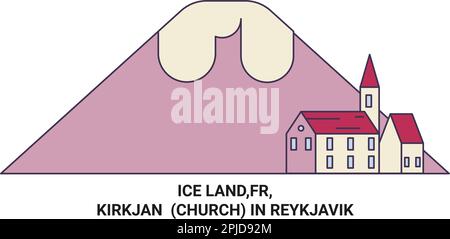 Islanda, Kirkjan a Reykjavk viaggio punto di riferimento vettore illustrazione Illustrazione Vettoriale