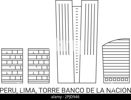 Perù, Lima, Torre Banco De la Nacion viaggio punto di riferimento vettore illustrazione Illustrazione Vettoriale