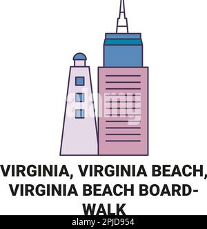 Stati Uniti, Virginia, Virginia Beach, Virginia Beach Boardwalk viaggio punto di riferimento vettore illustrazione Illustrazione Vettoriale