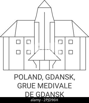 Polonia, Danzica, Grue Medivale viaggio riferimento vettore illustrazione Illustrazione Vettoriale