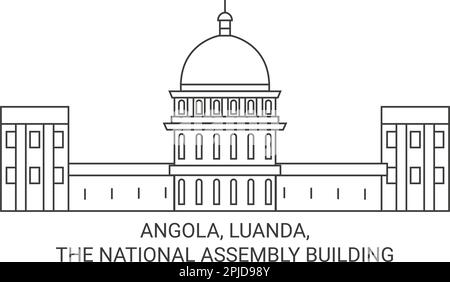 Angola, Luanda, l'edificio dell'Assemblea Nazionale viaggio punto di riferimento vettore illustrazione Illustrazione Vettoriale