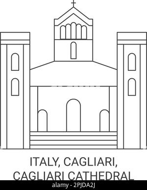 Italia, Cagliari, Cagliari viaggio Duomo simbolo vettoriale illustrazione Illustrazione Vettoriale