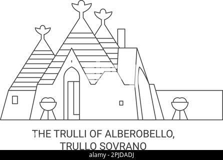 Italia, i Trulli di Alberobello, Trullo Sovrano viaggio punto di riferimento vettore illustrazione Illustrazione Vettoriale