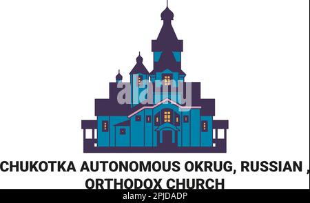 Russia, Chukotka Okrug autonomo, Chiesa ortodossa viaggio punto di riferimento vettore illustrazione Illustrazione Vettoriale