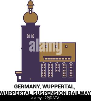 Germania, Wuppertal, sospensione Wuppertal viaggio ferroviario punto di riferimento illustrazione vettore Illustrazione Vettoriale