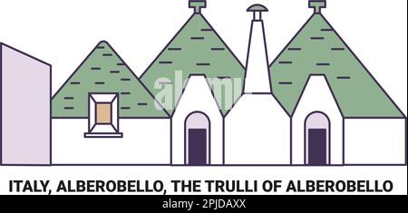 Italia, Alberobello, i Trulli di Alberobello viaggio punto di riferimento vettoriale illustrazione Illustrazione Vettoriale