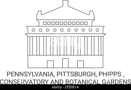 Stati Uniti, Pennsylvania, Pittsburgh, Phipps , Conservatorio e Giardini Botanici viaggio punto di riferimento vettore illustrazione Illustrazione Vettoriale