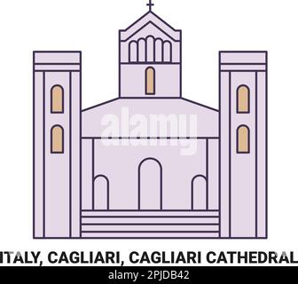 Italia, Cagliari, Cagliari viaggio Duomo simbolo vettoriale illustrazione Illustrazione Vettoriale