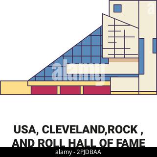 USA, Cleveland, Rock e Roll Hall of Fame viaggio punto di riferimento vettore illustrazione Illustrazione Vettoriale