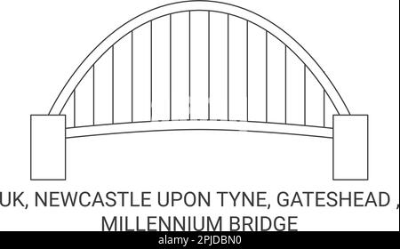 Inghilterra, Newcastle upon Tyne, Gateshead , Millennium Bridge viaggio punto di riferimento vettore illustrazione Illustrazione Vettoriale