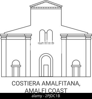 Italia, Costiera Amalfitana, Costiera Amalfitana viaggio punto di riferimento vettoriale illustrazione Illustrazione Vettoriale