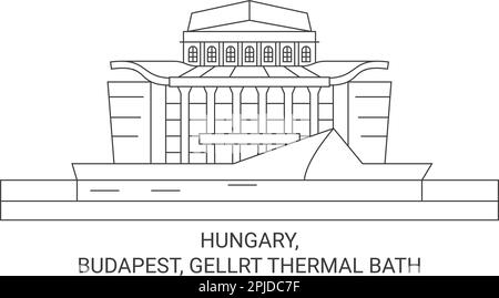 Ungheria, Budapest, bagno termale Gellrt viaggio punto di riferimento vettoriale illustrazione Illustrazione Vettoriale