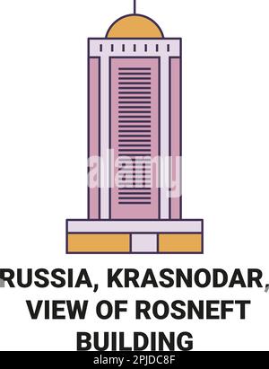 Russia, Krasnodar, Vista di Rosneft costruzione viaggio punto di riferimento vettoriale illustrazione Illustrazione Vettoriale