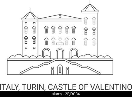 Italia, Torino, Castello del Valentino, viaggio punto di riferimento vettoriale illustrazione Illustrazione Vettoriale