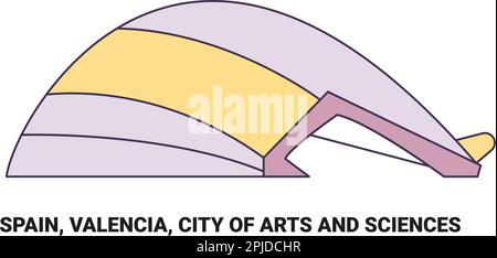 Spagna, Valencia, Città delle Arti e delle Scienze, viaggio punto di riferimento vettore illustrazione Illustrazione Vettoriale