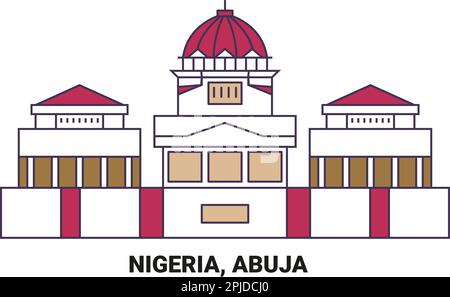 Nigeria, Abuja, illustrazione vettoriale di riferimento di viaggio Illustrazione Vettoriale