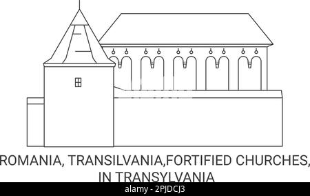 Romania, Transilvania, Chiese fortificate, in Transilvania viaggio punto di riferimento vettore illustrazione Illustrazione Vettoriale