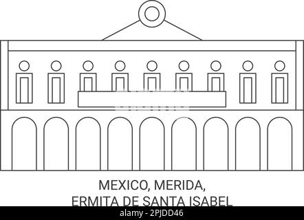 Messico, Merida, Ermita De Santa Isabel viaggio punto di riferimento vettoriale illustrazione Illustrazione Vettoriale