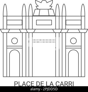 Francia, Place De la Carri viaggio punto di riferimento vettoriale illustrazione Illustrazione Vettoriale