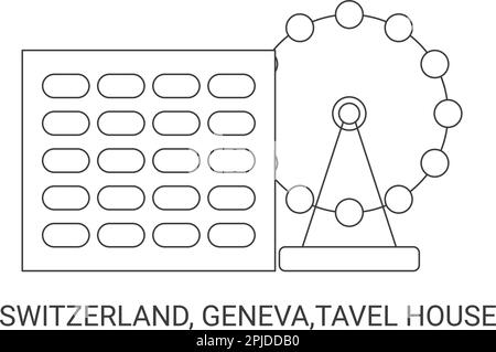 Svizzera, Ginevra, Tavel House, viaggio punto di riferimento vettore illustrazione Illustrazione Vettoriale