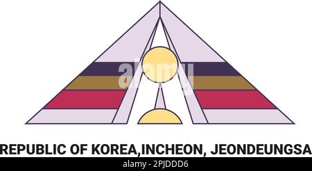 Repubblica di Corea, Incheon, Jeondeungsa, viaggio punto di riferimento vettore illustrazione Illustrazione Vettoriale