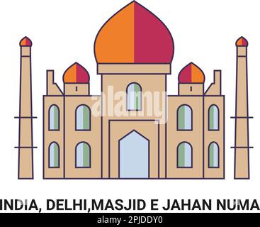 India, Delhi, Masjid e Jahan Numa, illustrazione del vettore di riferimento di viaggio Illustrazione Vettoriale