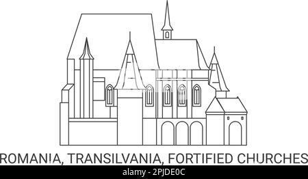 Romania, Transilvania, Chiese fortificate in Transilvania viaggio punto di riferimento vettore illustrazione Illustrazione Vettoriale