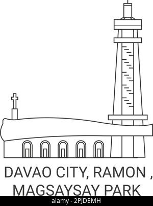 Filippine, Davao City, Ramon , Magsaysay Park viaggio punto di riferimento vettoriale illustrazione Illustrazione Vettoriale