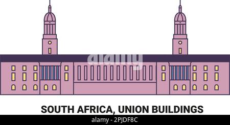 Sudafrica, edifici dell'Unione, illustrazione vettoriale di riferimento di viaggio Illustrazione Vettoriale