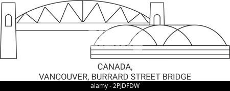 Canada, Vancouver, Burrard Street Bridge viaggio punto di riferimento vettoriale illustrazione Illustrazione Vettoriale