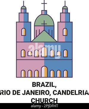 Brasile, Rio de Janeiro, Candelria Chiesa viaggio punto di riferimento vettore illustrazione Illustrazione Vettoriale