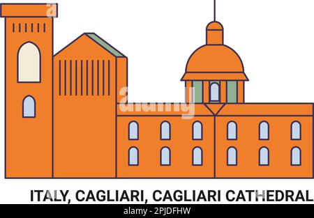 Italia, Cagliari, Cattedrale di Cagliari, viaggio punto di riferimento vettoriale illustrazione Illustrazione Vettoriale