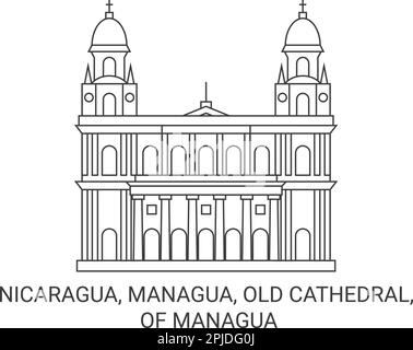 Nicaragua, Managua, Vecchia Cattedrale, di Managua viaggio punto di riferimento vettore illustrazione Illustrazione Vettoriale