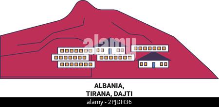 Albania, Tirana, Dajti viaggio punto di riferimento vettore illustrazione Illustrazione Vettoriale