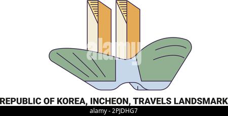 Repubblica di Corea, Incheon, Travels Landsmark, viaggio punto di riferimento vettore illustrazione Illustrazione Vettoriale