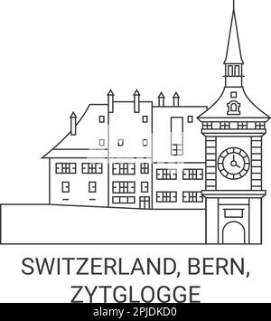 Svizzera, Berna, Zytglogge viaggio punto di riferimento vettoriale illustrazione Illustrazione Vettoriale