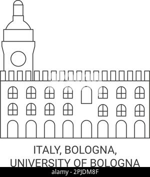 Italia, Bologna, Università di Bologna viaggio punto di riferimento vettoriale illustrazione Illustrazione Vettoriale