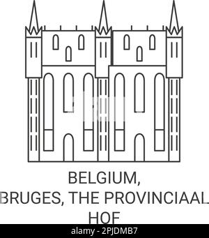 Belgio, Bruges, il Provinciaal Hof viaggio punto di riferimento illustrazione vettore Illustrazione Vettoriale