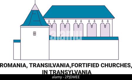 Romania, Transilvania, Chiese fortificate, in Transilvania viaggio punto di riferimento vettore illustrazione Illustrazione Vettoriale