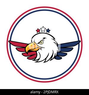 Logo American Eagle Wing con bandiere vettore colore Illustrazione Vettoriale