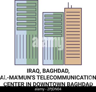 Iraq, Baghdad, Alma'mun's Telecommunication Center nel centro di Baghdad viaggio punto di riferimento vettore illustrazione Illustrazione Vettoriale